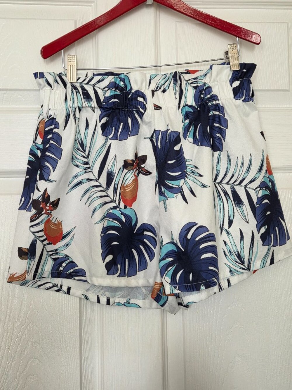 SHEIN White Tropical Montera Print High Waist Paperbag Shorts - Picture 2 of 10